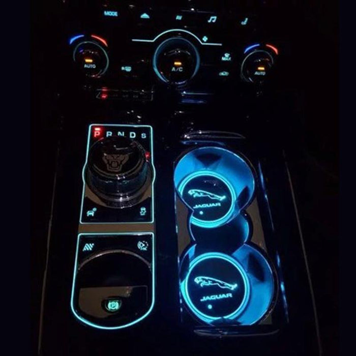 LED Farbwechsel Auto Cup Holder Lichter mit Logo zwei Stück