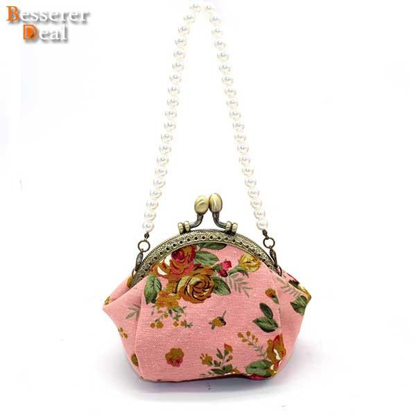 Retro-Stil Floral Lady Kiss-Lock Geldbörse