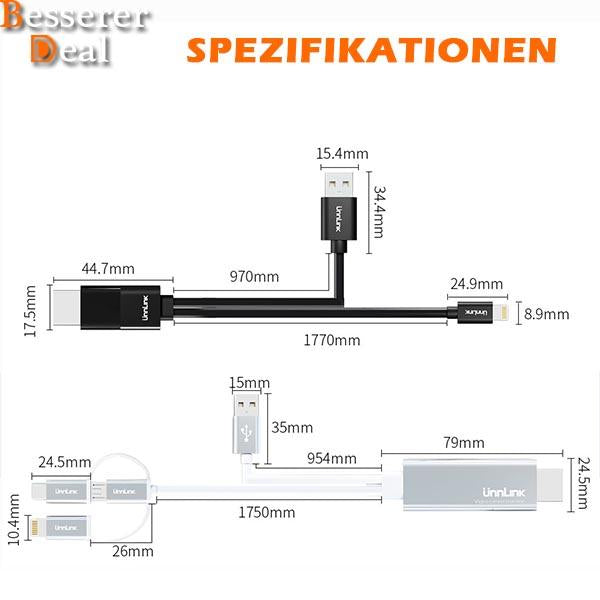 iPhone Android 3 in 1 Handy zu TV-Kabel