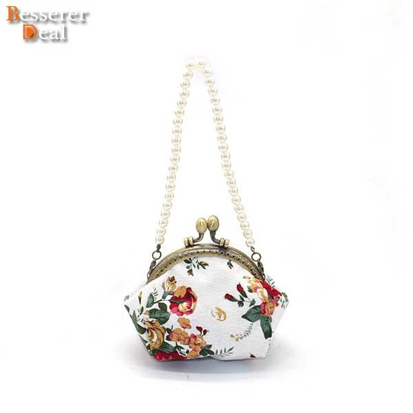 Retro-Stil Floral Lady Kiss-Lock Geldbörse