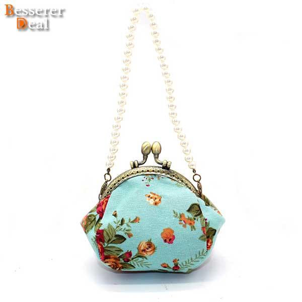 Retro-Stil Floral Lady Kiss-Lock Geldbörse